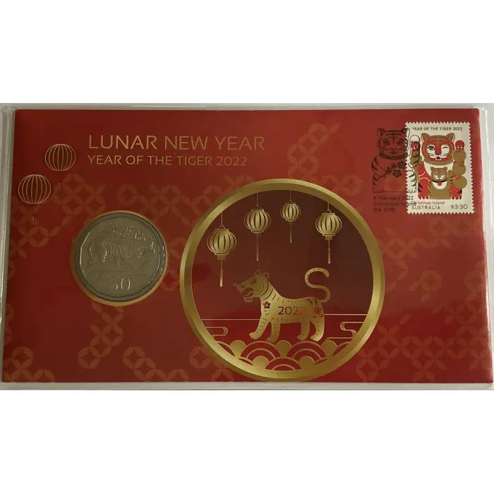 2022 LUNAR NEW YEAR PNC - YEAR OF THE TIGER 50C COIN & STAMP COVER