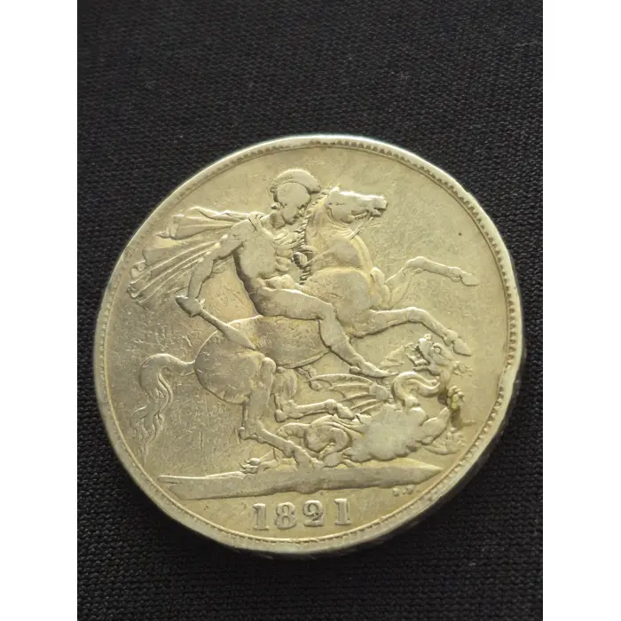 1821 Silver Crown – Mintage: 437,976 – King George IV / St. George & The Dragon