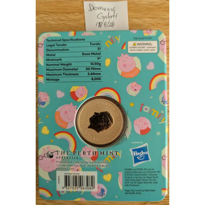2026 Peppa Pig X 2 Colour UNC coins