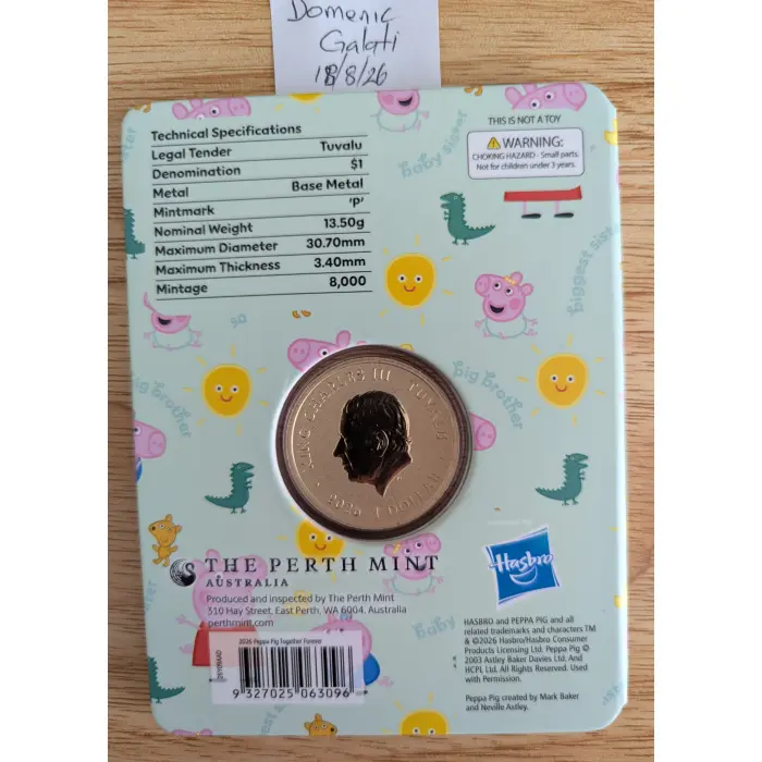 2026 Peppa Pig X 2 Colour UNC coins