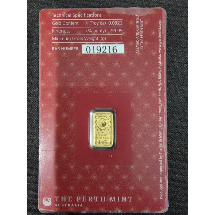 1 gram gold bar 99.99%  Perth Mint Lakshmi