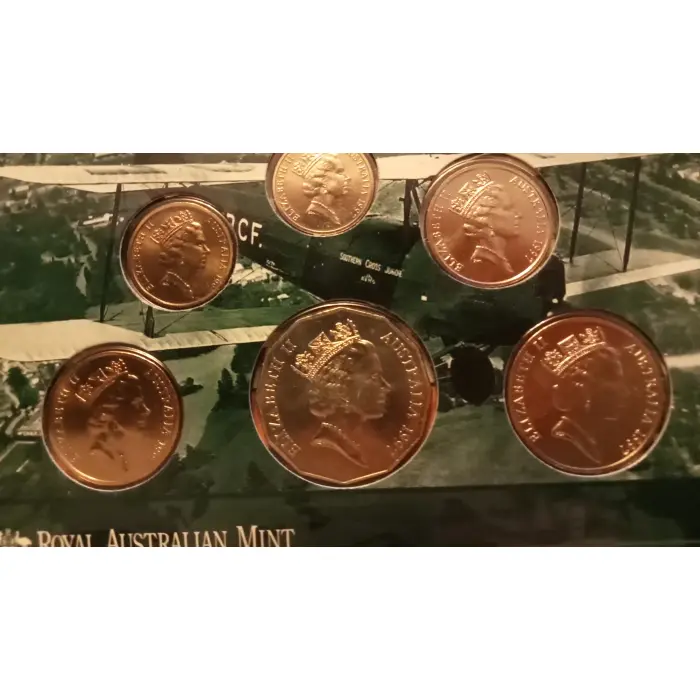  1997 UNC coin set Sir Charles Kingsford Smith  2003 6 coin UNC set Makin