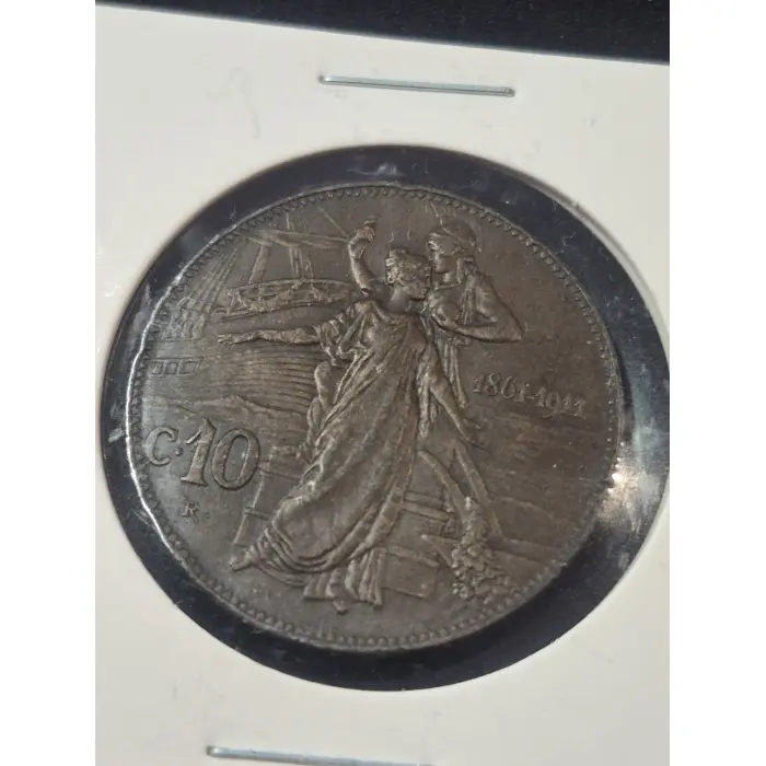 1911 Italy 10 Centesimi Coin – 50th Anniversary of Unification (1861–1911)