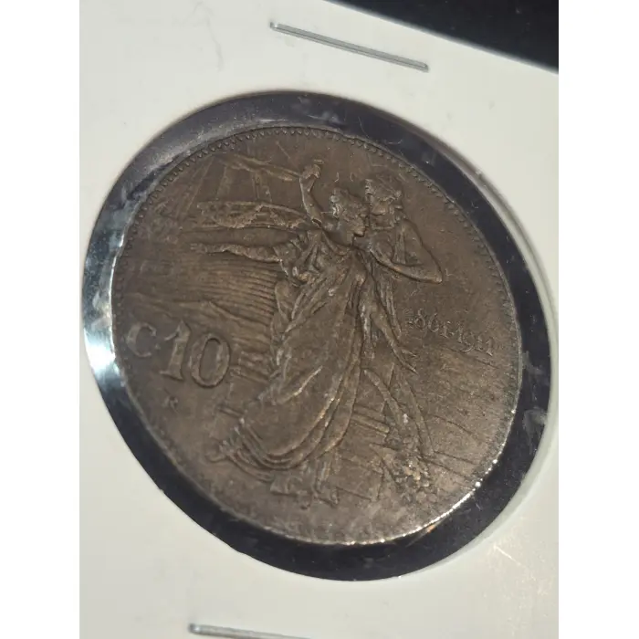 1911 Italy 10 Centesimi Coin – 50th Anniversary of Unification (1861–1911)
