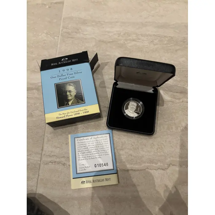 1998 Howard Florey $1 Silver Proof Coin 