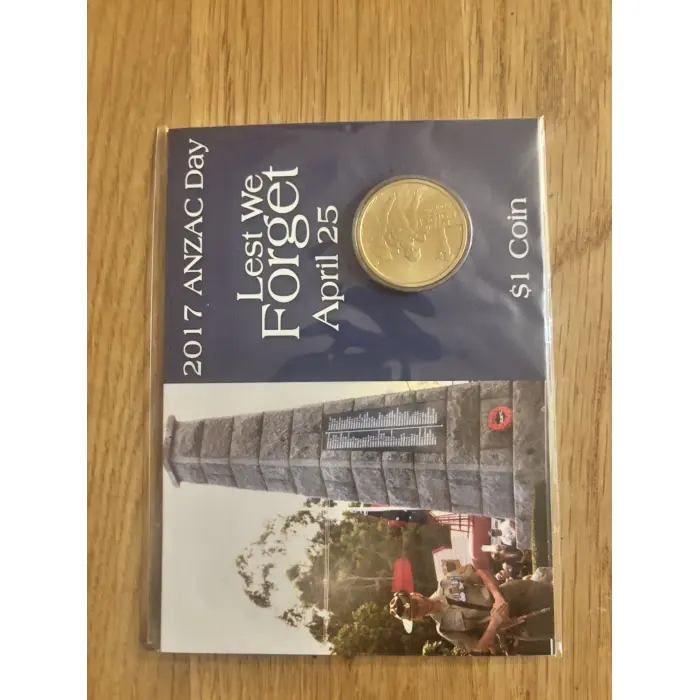 AUSTRALIAN: 2017 & 2021 & 2025 $1 ANZAC DAY LEST WE FORGET APRIL 25 COIN ON CARD