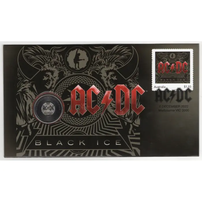 2022 AC/DC BLACK ICE 15TH ANNIVERSARY 20C STAMP & COIN COVER PNC