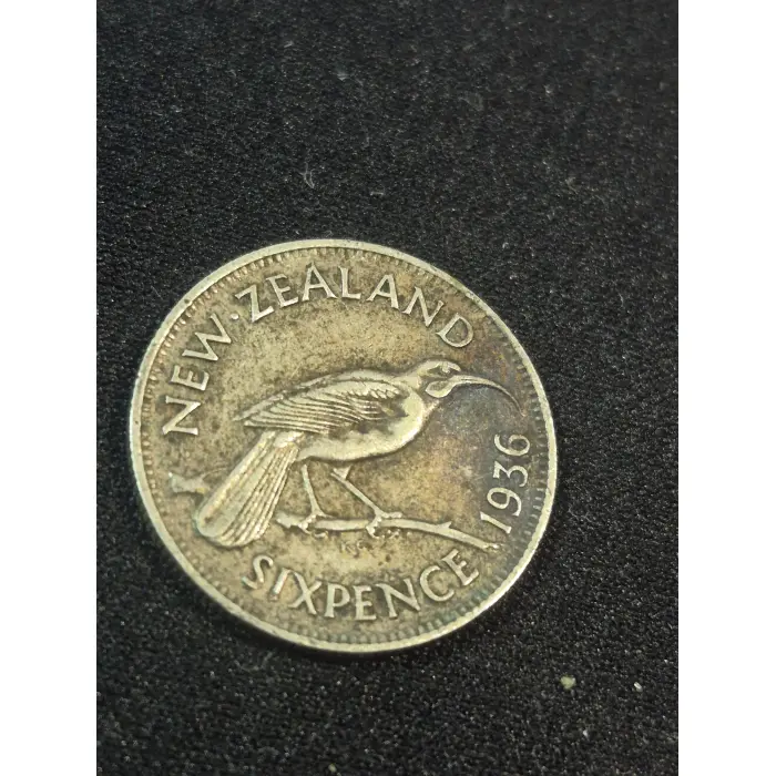 1936 New Zealand Sixpence Silver Coin – King George V