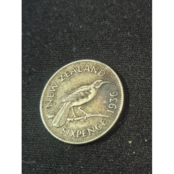 1936 New Zealand Sixpence Silver Coin – King George V