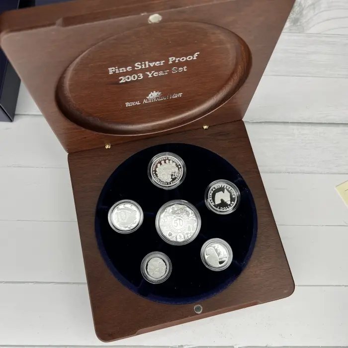 2003 Royal Australian Mint Fine Silver Proof Set – Jarrah Presentation Box