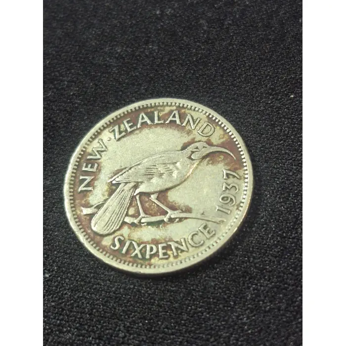 1937 New Zealand Sixpence Silver Coin – King George VI