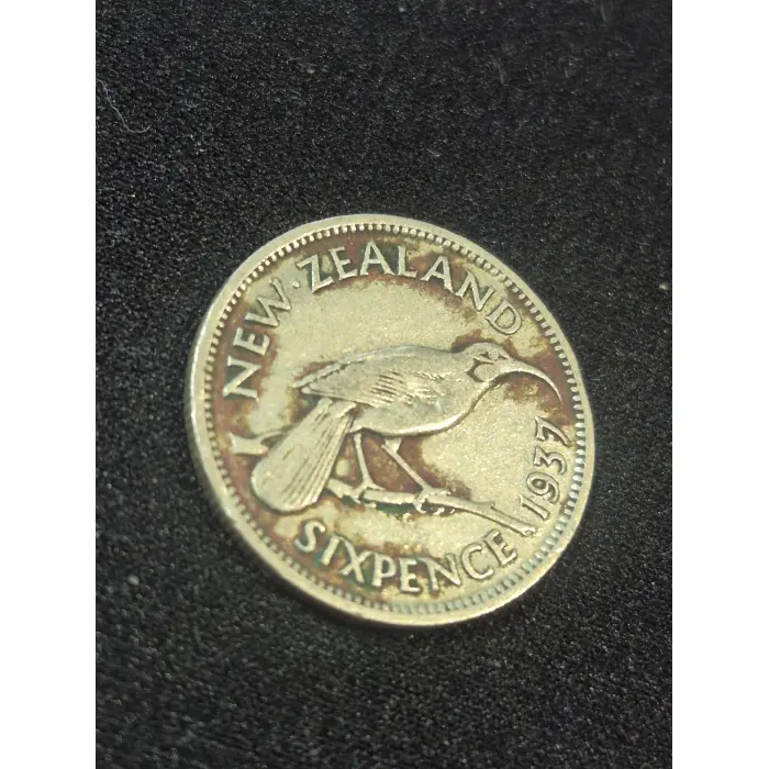 1937 New Zealand Sixpence Silver Coin – King George VI