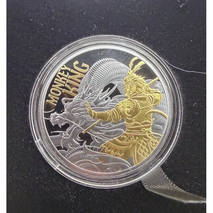 2026 Niue $1 Monkey King Gold-Plated 1oz Silver Black Proof Coin – Mintage 388