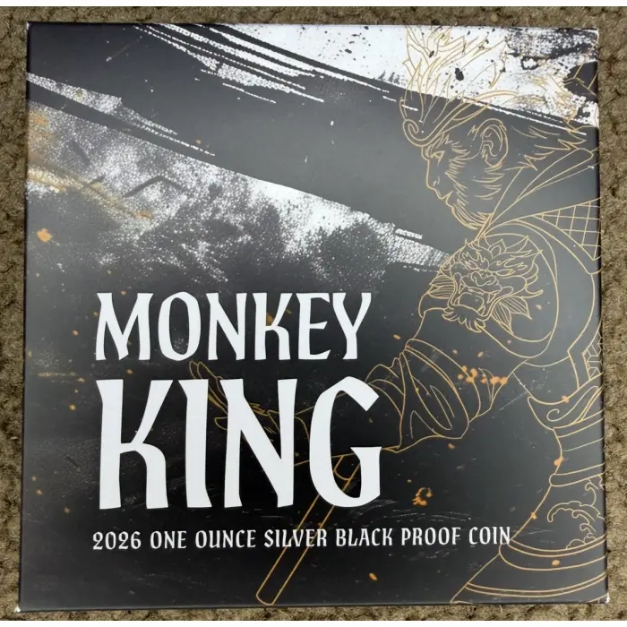 2026 Niue $1 Monkey King Gold-Plated 1oz Silver Black Proof Coin – Mintage 388