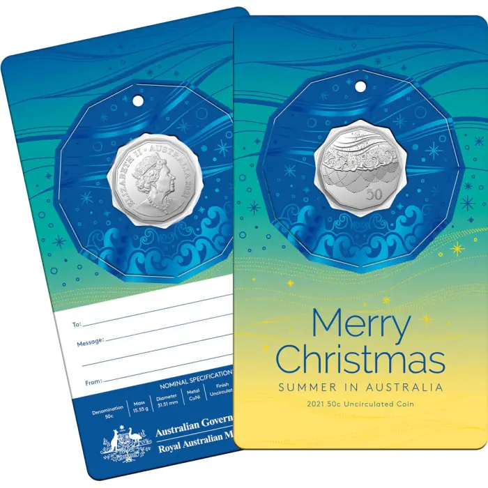 2021 Australia Merry Christmas UNC 50c Coin rANDOM DESIGN