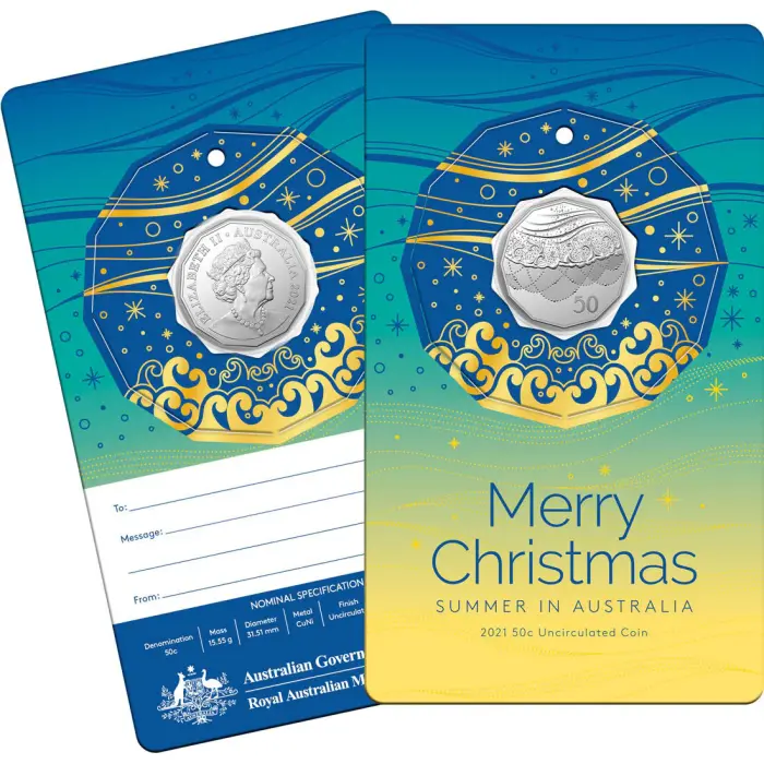 2021 Australia Merry Christmas UNC 50c Coin rANDOM DESIGN