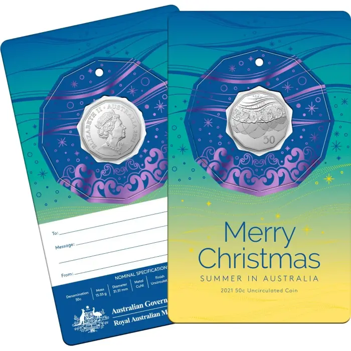 2021 Australia Merry Christmas UNC 50c Coin rANDOM DESIGN