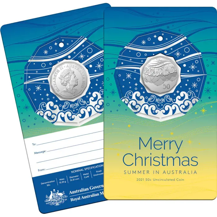2021 Australia Merry Christmas UNC 50c Coin rANDOM DESIGN