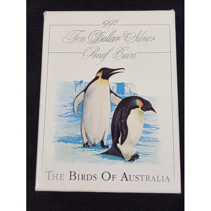 1992 Birds Of Australia $10 silver proof coin "Emperor Penguin"