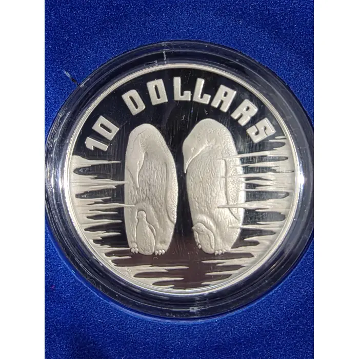 1992 Birds Of Australia $10 silver proof coin "Emperor Penguin"