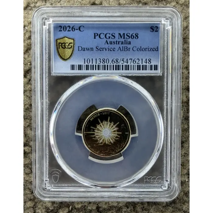 2026 $2 Dawn Service C Mintmark Coloured Coin PCGS MS68