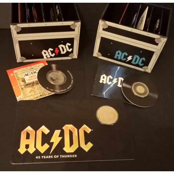 AC/DC Boxed Sets Volume 1 & 2 + 50c card 45 years of Thunder