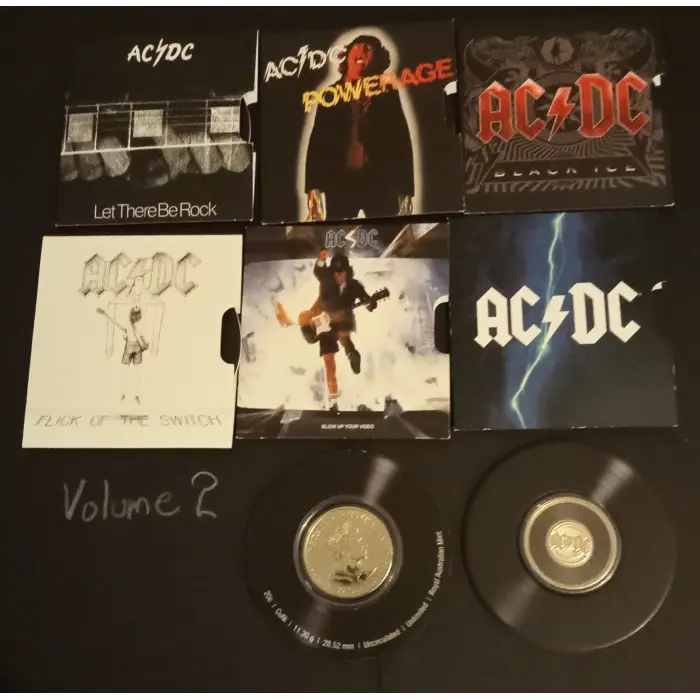 AC/DC Boxed Sets Volume 1 & 2 + 50c card 45 years of Thunder