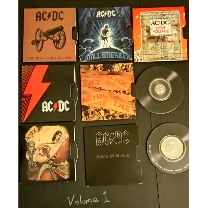 AC/DC Boxed Sets Volume 1 & 2 + 50c card 45 years of Thunder