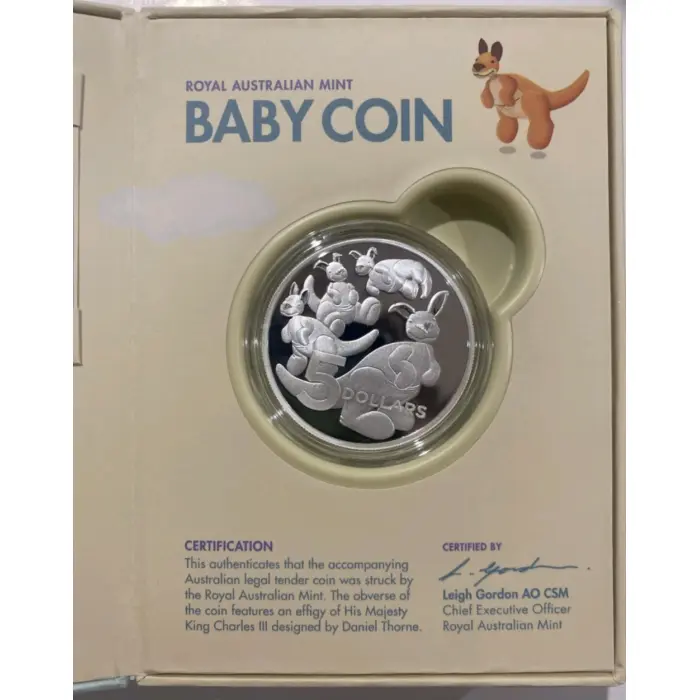 2024 AUSTRALIA BABY -  $5 PROOF 1oz FINE SILVER COIN IN BOX