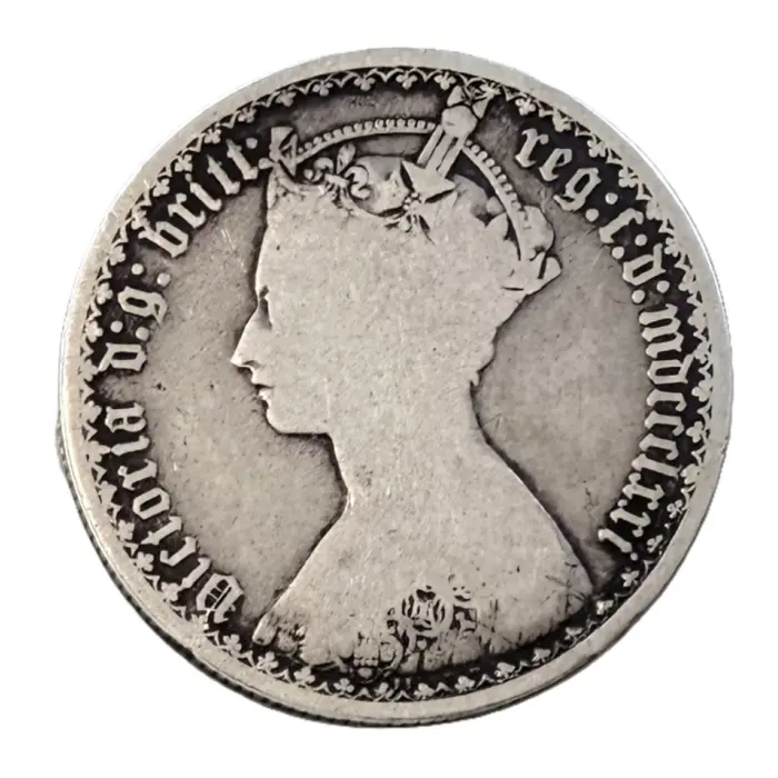 ENGLISH 1871 Queen Victoria Gothic Florin (S3893) aF