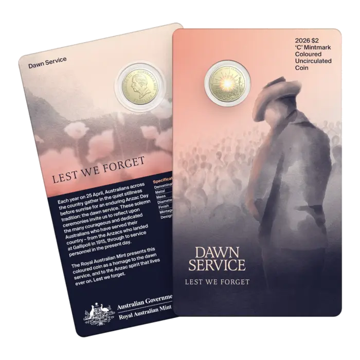 2026 Dawn Service $2 'C' Mintmark Coloured Uncirculated Coin