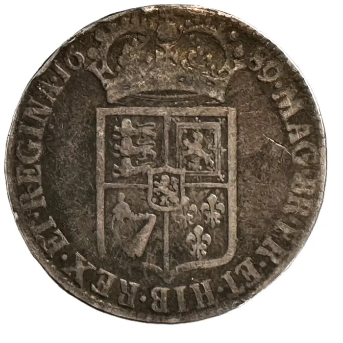 ENGLISH 1689 William & Mary Halfcrown (S3434) gF