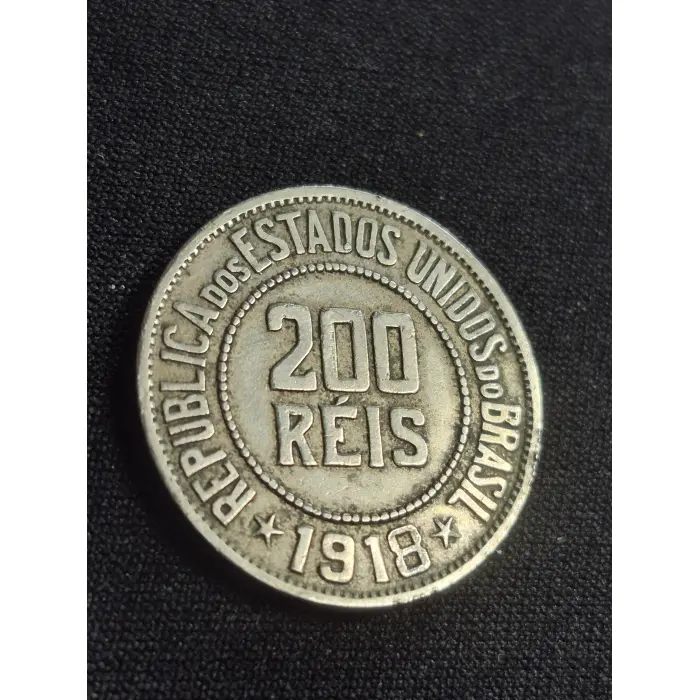 1918 Brazil 200 Réis Cupro-Nickel Coin – Historic Republic Coinage