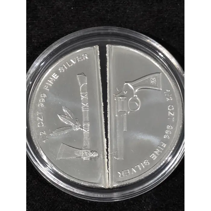 Elemental 1oz "Western warrior" splittable 999 silver round (split already)