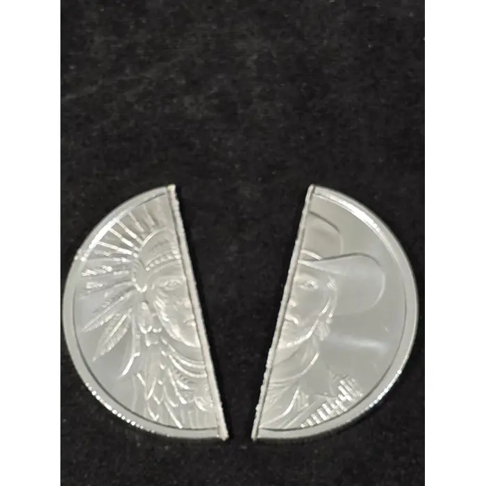 Elemental 1oz "Western warrior" splittable 999 silver round (split already)