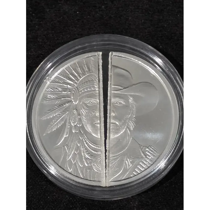 Elemental 1oz "Western warrior" splittable 999 silver round (split already)