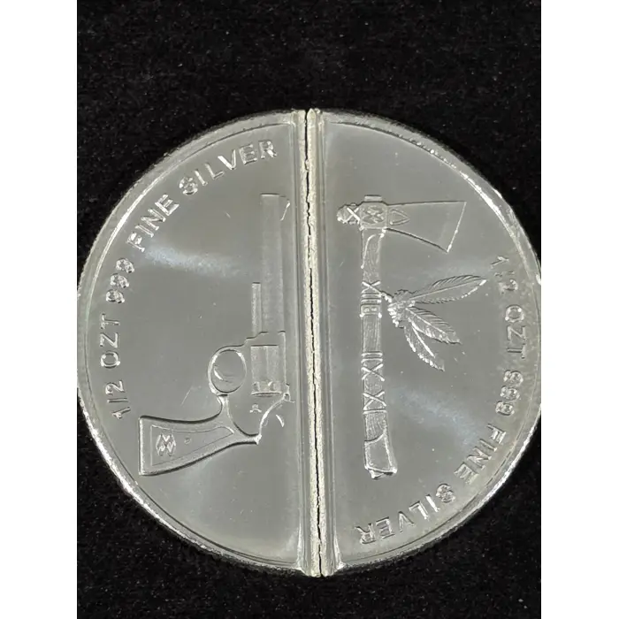 Elemental 1oz "Western warrior" splittable 999 silver round (split already)