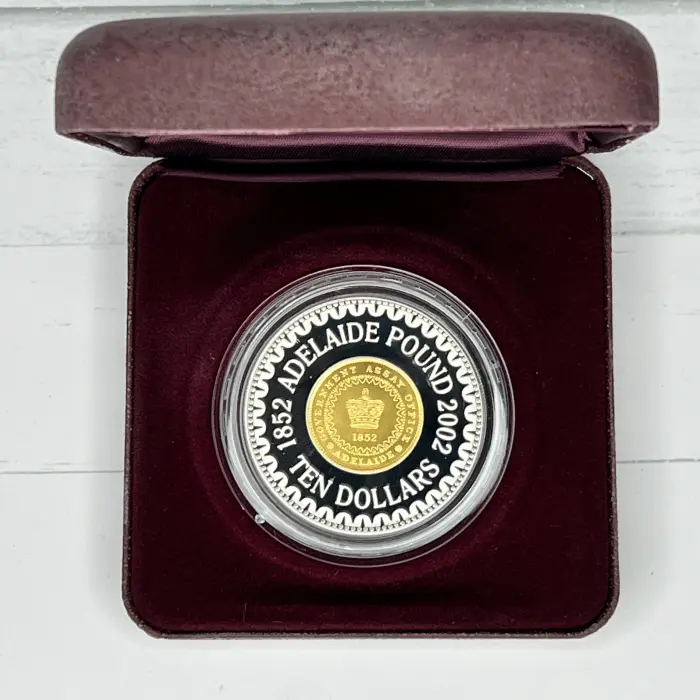 2002 $10 Adelaide Pound 150th Anniversary silver coin.