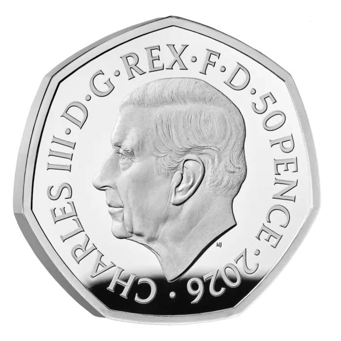2026 50 Years of Aardman™ 50p Silver Proof Colour Coin