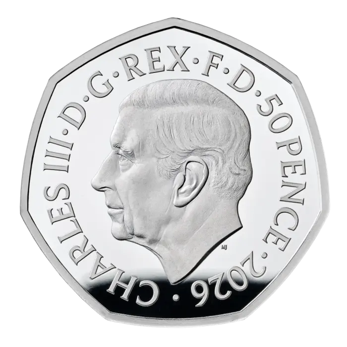 2026 50 Years of Aardman™ 50p Silver Proof Colour Coin