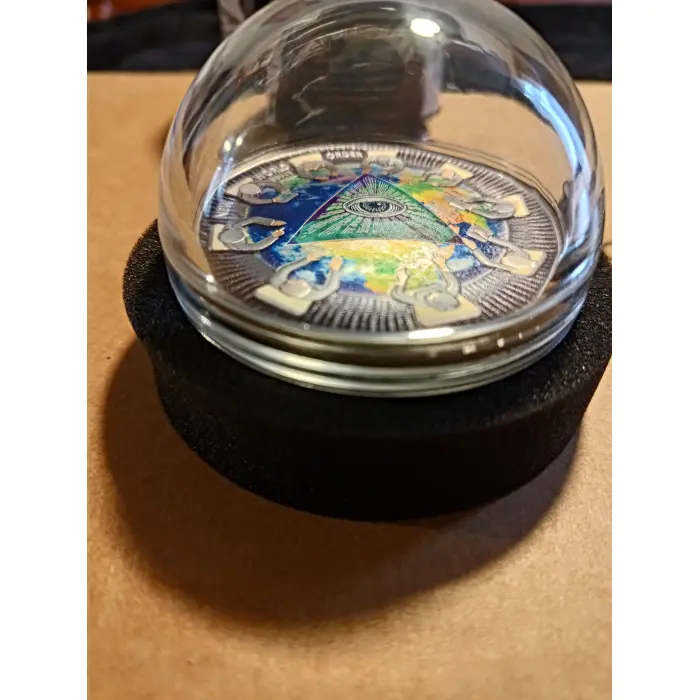 2021 NEW WORLD ORDER, GREAT CONSPIRACIES 2oz Fine Silver proof domed coin 