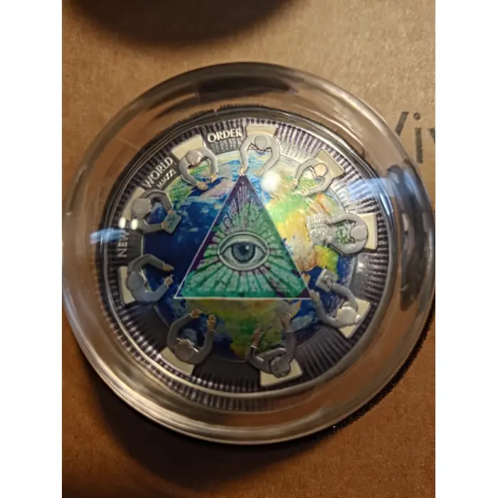 2021 NEW WORLD ORDER, GREAT CONSPIRACIES 2oz Fine Silver proof domed coin 
