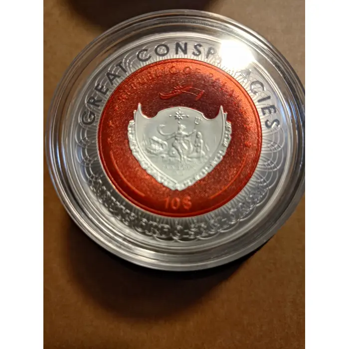 2021 NEW WORLD ORDER, GREAT CONSPIRACIES 2oz Fine Silver proof domed coin 