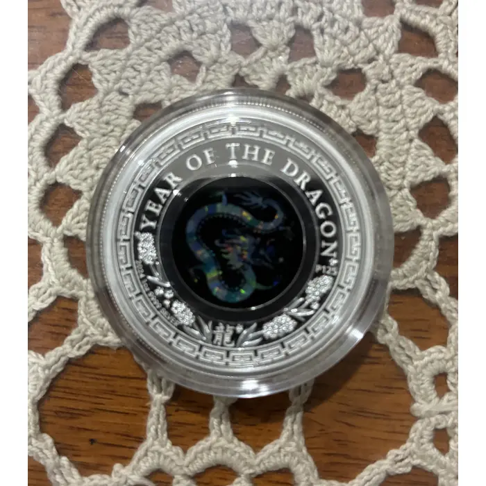 2024 AUSTRALIAN OPAL 1 oz LUNAR YEAR OF THE DRAGON $1  SILVER PROOF COIN