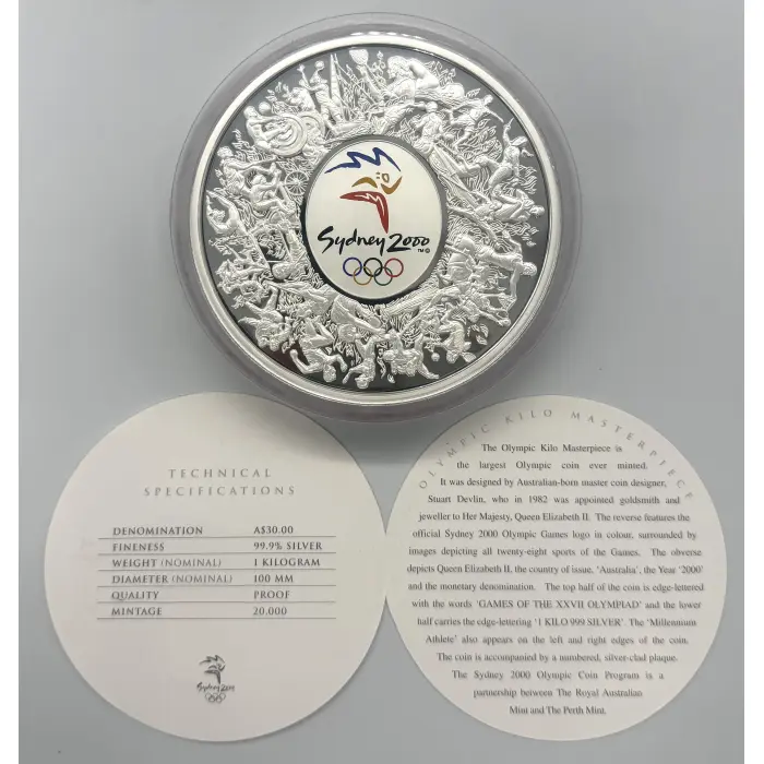 2000 Sydney Olympic Games 1kg 99.9% silver coin