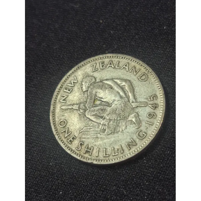 Vintage 1945 New Zealand 1 Shilling Silver Coin – King George VI