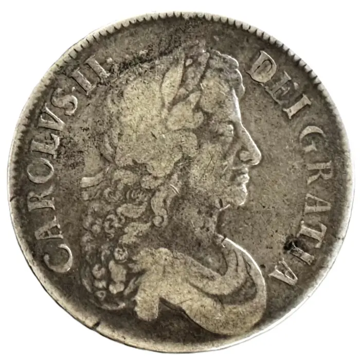 ENGLISH 1673 Charles II silver Crown (S3358) aVF