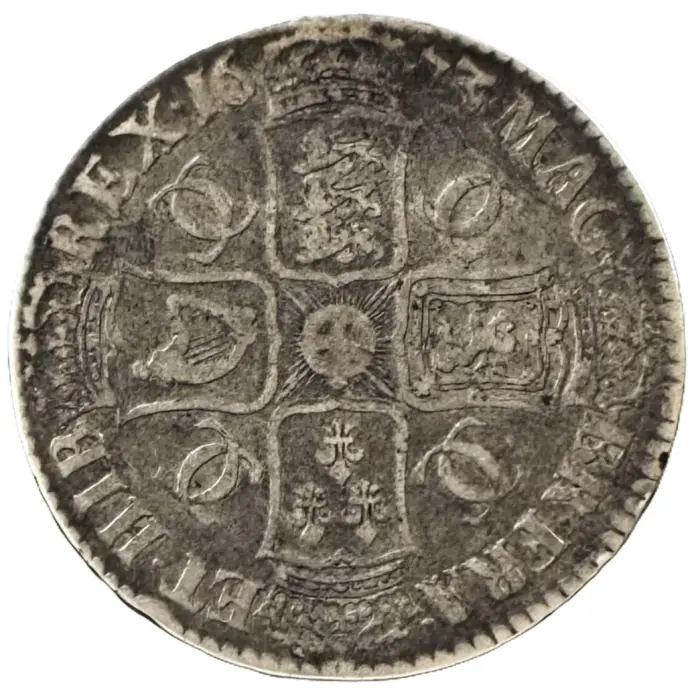 ENGLISH 1673 Charles II silver Crown (S3358) aVF