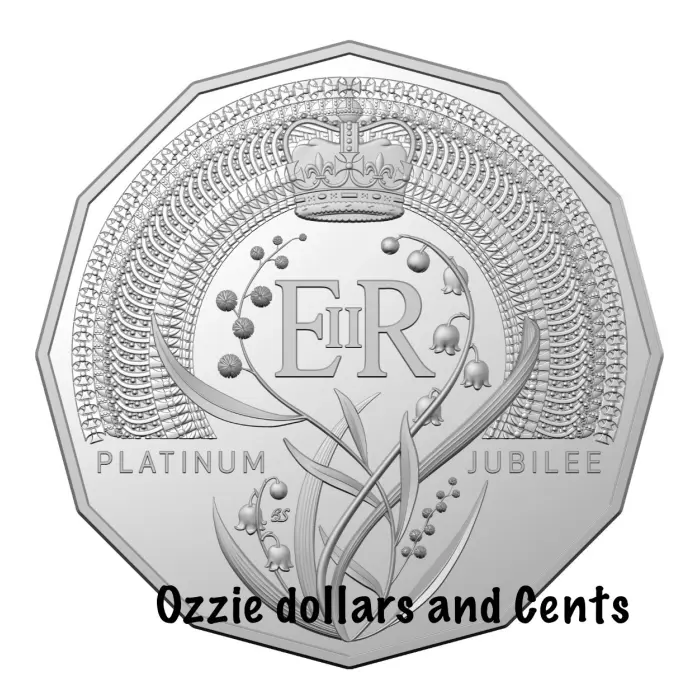 2022 UNC 50c Platinum Jubilee ER Coin 