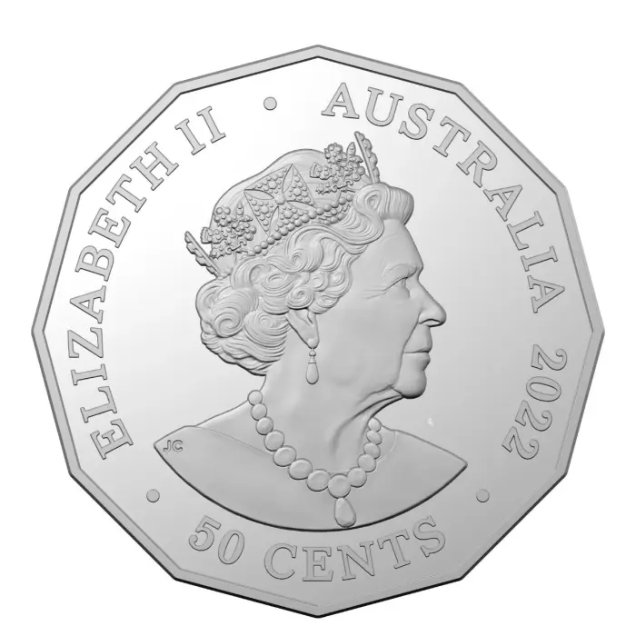 2022 UNC 50c Platinum Jubilee ER Coin 